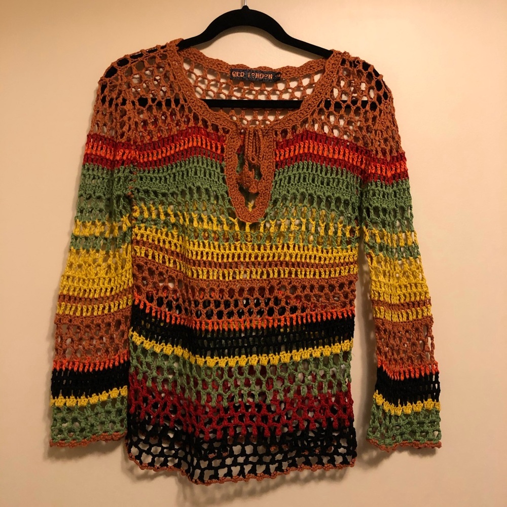 MultiColoured Crochet Top Small